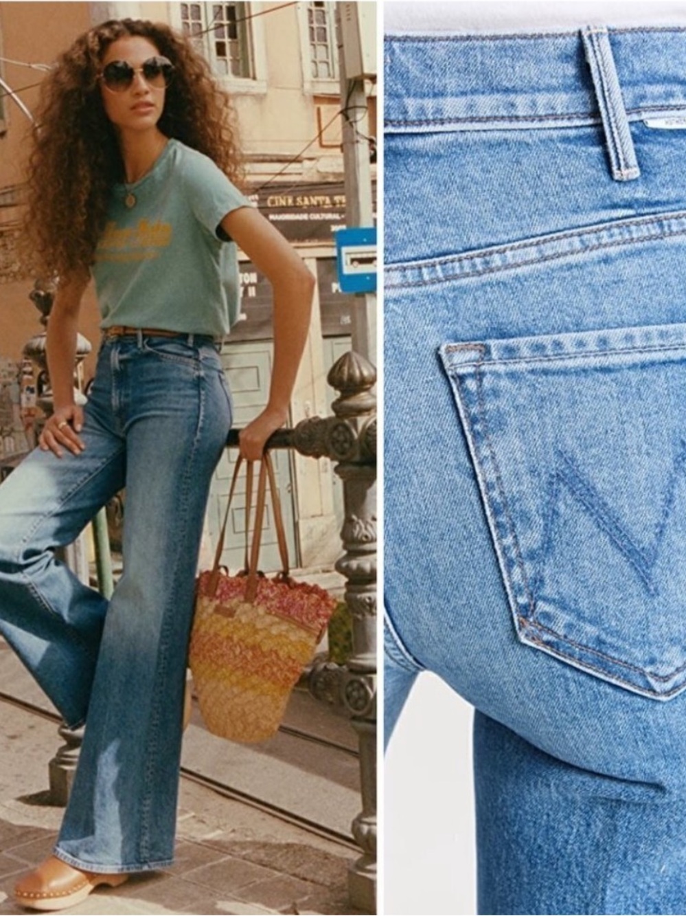 Mother Jeans The Hustler Roller Heel in Tropic Like It Hot